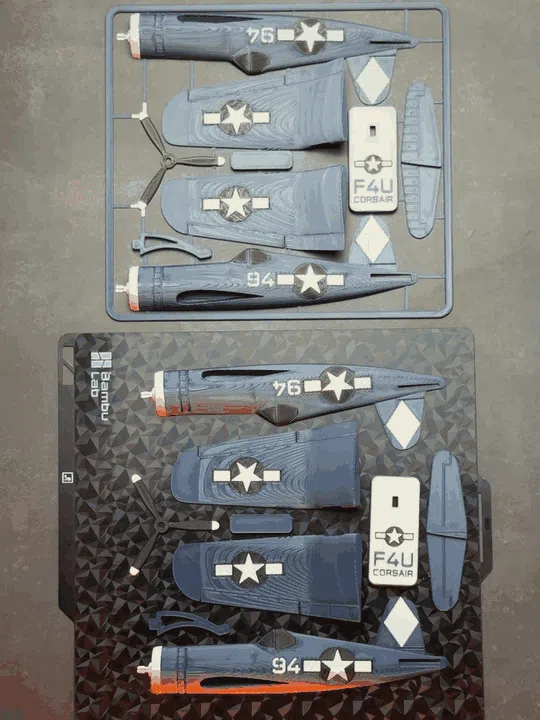 Snap-fit Corsair plane model kit – 3D printed toy aircraft assembly